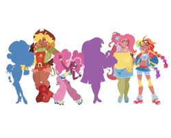 Size: 1080x870 | Tagged: safe, artist:musidorette, applejack, fluttershy, pinkie pie, rainbow dash, rarity, twilight sparkle, human, g4, humanized, mane six, simple background, white background