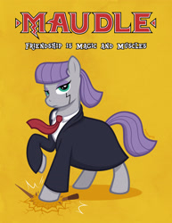 Size: 2549x3295 | Tagged: safe, artist:artisticwerks, maud pie, earth pony, pony, g4, anime, clothes, mashle: magic and muscles, necktie, simple background, solo