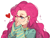 Size: 2160x1620 | Tagged: safe, artist:wumingshi61160, pinkie pie, human, g4, clothes, ear piercing, earring, glasses, hand over mouth, heart, humanized, jewelry, long sleeves, one eye closed, piercing, simple background, solo, sweater, upper body, white background