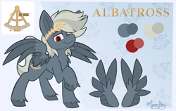 Size: 3421x2160 | Tagged: safe, artist:spoopy-abby, oc, oc only, oc:albatross, pegasus, pony, laurel wreath, reference sheet, solo