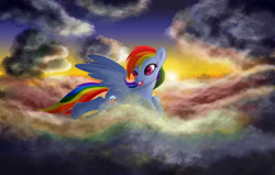 Size: 1122x712 | Tagged: safe, artist:lemuur-art, rainbow dash, pegasus, pony, g4, outdoors, solo