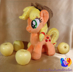 Size: 1289x1280 | Tagged: safe, artist:1stastrastudio, applejack, pony, g4, apple, food, irl, photo, plushie, solo