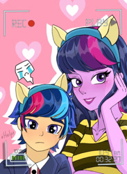 Size: 750x1023 | Tagged: safe, artist:paracetamolnavo30, twilight sparkle, oc, human, equestria girls, g4, female, male, offspring, parent:flash sentry, parent:twilight sparkle, parents:flashlight