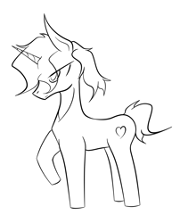 Size: 1791x2217 | Tagged: safe, artist:star flame, oc, oc only, oc:star flame, pony, unicorn, black and white, grayscale, horn, lineart, male, monochrome, simple background, solo, white background