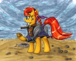 Size: 11222x8973 | Tagged: safe, artist:trance-wave, oc, oc only, earth pony, pony, g4, female, mare, marker drawing, outdoors, scar, solo, traditional art