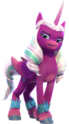 Size: 1632x2915 | Tagged: safe, opaline arcana, alicorn, pony, g5, my little pony: make your mark, official, concave belly, female, folded wings, g5 brand assets, horn, mare, simple background, slender, solo, thin, transparent background, unshorn fetlocks, wings