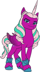 Size: 2477x4447 | Tagged: safe, opaline arcana, alicorn, pony, g5, my little pony: make your mark, official, .ai available, .svg available, concave belly, female, folded wings, g5 brand assets, horn, mare, simple background, slender, solo, svg, thin, transparent background, unshorn fetlocks, vector, wings