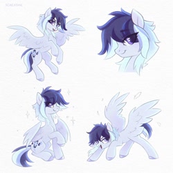 Size: 2000x2000 | Tagged: safe, artist:scheadar, oc, oc only, pegasus, pony, crouching, female, flying, mare, solo, spread wings, wings