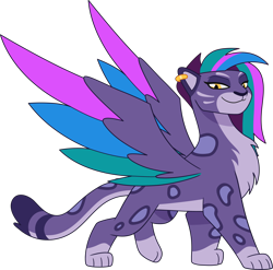 Size: 5869x5792 | Tagged: safe, allura, big cat, leopard, snow leopard, g5, my little pony: tell your tale, official, .ai available, .svg available, female, simple background, smug, solo, spread wings, svg, transparent background, vector, wings