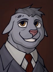 Size: 1040x1400 | Tagged: safe, artist:bunnyshrubby, oc, oc only, oc:kimball, oc:kimball barking-sun, diamond dog, equestria at war mod, bust, clothes, diamond dog oc, jacket, looking at camera, looking at you, male, necktie, portrait, smiling, smiling at you, solo, suit, updated portrait, updated portraits, updated portraits from the equestria at war mod