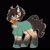 Size: 900x900 | Tagged: safe, artist:coffeedazes, oc, oc only, oc:nixie tube, bat pony, earth pony, hybrid, wingless bat pony, bat pony oc, black background, chest fluff, clothes, coat markings, dappled, ear fluff, female, food, glasses, hoof shoes, mango, mouth hold, simple background, socks (coat markings), solo, sweater, wingless