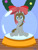 Size: 3072x4096 | Tagged: safe, artist:twiny dust, oc, oc:dust, pony, unicorn, g4, christmas, christmas wreath, holiday, horn, male, micro, nervous, ponytail, show accurate, shrunken, sitting, smiling, snow globe, solo, stallion, table, tiny, tiny ponies, trapped, trapped in snow globe, wreath