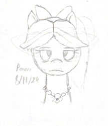 Size: 497x578 | Tagged: safe, artist:ponerr, posey bloom, g5, posey bloom is not amused, posey can't catch a break, signature, sketch, unamused