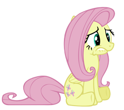 Size: 2254x2000 | Tagged: safe, artist:ns4j19y, fluttershy, pegasus, pony, g4, my little pony: friendship is magic, stare master, 2011, absurd resolution, female, folded wings, lip bite, mare, nervous, simple background, sitting, solo, tail, transparent background, vector, wings