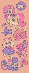 Size: 720x1792 | Tagged: safe, artist:smile-files, fluttershy, butterfly, human, pegasus, pony, g4, battle for dream island, crossover, deltarune, eyes closed, female, group, kirby, kirby (series), limited palette, living object, mare, open mouth, open smile, pokémon, ralsei, smiling, solosis, teardrop, wally darling, welcome home