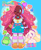 Size: 1114x1344 | Tagged: safe, artist:xcyberwxrldx, gummy, pinkie pie, surprise, human, g4, backpack, band-aid, bare shoulder portrait, bare shoulders, blue background, blush sticker, blushing, bracelet, bust, character name, clothes, crocs, dark skin, duo, duo female, female, humanized, jewelry, light skin, looking at you, measuring spoon, necklace, nose blush, one eye closed, portrait, shoes, simple background, skirt, smiling, smiling at you, socks, solo focus, striped socks, thigh highs, tongue out, wink, winking at you