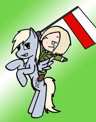 Size: 750x954 | Tagged: safe, artist:starrlight-drama, derpy hooves, human, g4, duo, flag, hetalia, poland