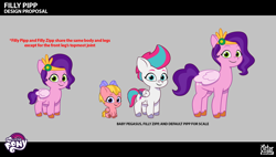 Size: 2360x1344 | Tagged: safe, pipp petals, zipp storm, pegasus, pony, g5, my little pony: tell your tale, official, .psd available, behind the scenes, colored wings, concept art, diadem, female, filly, filly pipp petals, filly zipp storm, foal, folded wings, jewelry, mare, multicolored wings, regalia, royal sisters (g5), siblings, sisters, smiling, solo focus, unshorn fetlocks, wings, younger