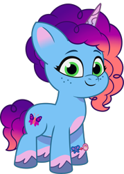 Size: 1717x2393 | Tagged: safe, misty brightdawn, pony, unicorn, g5, my little pony: tell your tale, official, .ai available, .svg available, female, filly, filly misty brightdawn, foal, horn, rebirth misty, simple background, smiling, solo, svg, transparent background, unshorn fetlocks, vector, younger