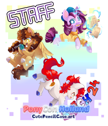 Size: 850x992 | Tagged: safe, artist:cutepencilcase, oc, oc only, pegasus, pony, unicorn, horn, pegasus oc, ponycon holland, trio, unicorn oc