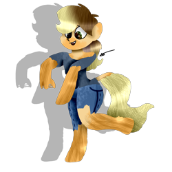 Size: 2834x2833 | Tagged: safe, artist:toffee-the-dingo, applejack, earth pony, human, pony, g4, clothes, eye color change, female, high res, human to pony, open mouth, simple background, smiling, solo, standing, torn clothes, transformation, transparent background