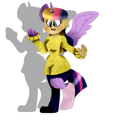 Size: 2834x2833 | Tagged: safe, artist:toffee-the-dingo, twilight sparkle, alicorn, human, pony, clothes, eye color change, female, high res, human to pony, simple background, solo, standing, torn clothes, transformation, transparent background, twilight sparkle (alicorn)