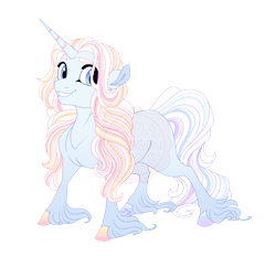 Size: 4200x3900 | Tagged: safe, artist:gigason, oc, oc only, oc:snowbow opal, pony, unicorn, g4, adoptable, blank flank, blue coat, blue eyes, colored, colored eyebrows, colored hooves, colored pinnae, crack ship offspring, curly mane, curly tail, ear fluff, eyebrows, eyelashes, female, female oc, fetlock tuft, flat colors, gradient hooves, grin, high res, hooves, horn, light blue coat, long feather, long fetlocks, looking back, magical lesbian spawn, mare, mare oc, mismatched hooves, multicolored hooves, multicolored mane, multicolored tail, obtrusive watermark, offspring, parent:princess platinum, parent:rainbow dash, raised eyebrow, simple background, smiling, solo, standing, striped horn, striped mane, striped tail, tail, three quarter view, transparent background, unicorn horn, unicorn oc, unshorn fetlocks, watermark, white mane, white tail