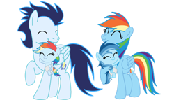 Size: 1280x731 | Tagged: safe, artist:soarindasher10, rainbow dash, soarin', oc, oc:ragtag, oc:shooting star, pegasus, pony, baby, baby pony, female, filly, foal, male, mare, offspring, parent:rainbow dash, parent:soarin', parents:soarindash, ship:soarindash, shipping, siblings, simple background, stallion, straight, transparent background, twins