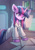 Size: 819x1158 | Tagged: safe, artist:chaosangeldesu, twilight sparkle, pony, unicorn, fanfic:broken toy, g4, clothes, commission, fanfic art, horn, indoors, lab coat, laboratory, solo