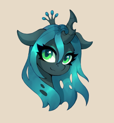 Size: 926x1000 | Tagged: safe, artist:maytee, part of a set, queen chrysalis, changeling, changeling queen, bust, cute, cutealis, digital art, portrait, simple background, solo