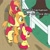 Size: 1100x1100 | Tagged: safe, artist:unitxxvii, apple bloom, applejack, big macintosh, earth pony, pony, apple siblings, apple sisters, bipedal, bow, brother and sister, female, fence, filly, foal, grass, hair bow, male, mare, meme, outdoors, ponified meme, siblings, sisters, sitting, stallion, standing on two hooves, text, tree, yoke