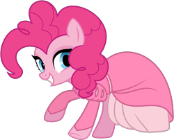 Size: 1814x1468 | Tagged: safe, artist:noi kincade, pinkie pie, earth pony, pony, g4, clothes, disney, dress, female, mare, princess ariel, simple background, smiling, solo, the little mermaid, transparent background, vector