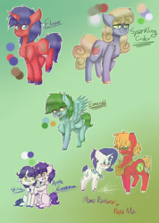 Size: 1934x2721 | Tagged: safe, artist:fluffyrainbowkitty, big macintosh, rarity, oc, oc:apple cinnamon, oc:elusive, oc:emerald, oc:sparkling cider, oc:stitches, earth pony, pegasus, pony, unicorn, ultimare universe, g4, adopted offspring, earth pony oc, female, glasses, gradient background, horn, male, mare, offspring, parent:big macintosh, parent:rarity, parents:rarimac, rarity's glasses, shawl, ship:rarimac, shipping, siblings, stallion, straight, straw in mouth, unicorn oc