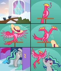 Size: 3600x4177 | Tagged: safe, artist:artisticwerks, oc, oc:light breeze, alicorn, bird, phoenix, pony, butt, female, life's a breeze, mare, offspring, parent:king sombra, parent:princess celestia, parents:celestibra, tree