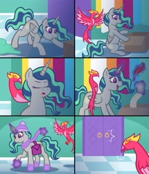 Size: 3600x4177 | Tagged: safe, artist:artisticwerks, oc, oc:light breeze, alicorn, bird, phoenix, pony, clothes, female, hat, life's a breeze, magic, mare, offspring, parent:king sombra, parent:princess celestia, parents:celestibra, socks, winter hat