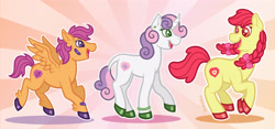 Size: 4500x2100 | Tagged: safe, artist:artisticwerks, apple bloom, scootaloo, sweetie belle, pony, g4, band-aid, colored hooves, cutie mark crusaders, hooves