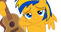 Size: 1316x698 | Tagged: safe, artist:mlpfan3991, oc, oc only, oc:flare spark, pegasus, pony, g4, female, flare spark is best facemaker, guitar, musical instrument, simple background, transparent background, vector