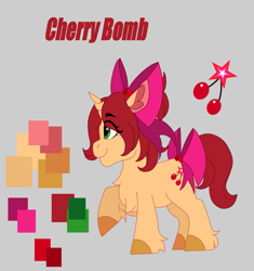 Size: 1757x1870 | Tagged: safe, oc, pony, unicorn, fallout equestria, bow, female, filly, foal, green eyes, hair bow, horn, reference sheet, solo, tail, tail bow, unshorn fetlocks