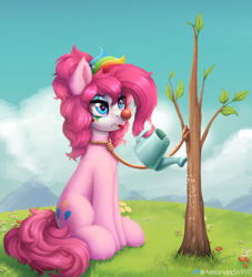 Size: 1358x1494 | Tagged: safe, artist:alexander56910, pinkie pie, earth pony, pony, g4, clown, clown makeup, clown nose, cutie mark, dark comedy, grass, noose, red nose, rope, solo, tree