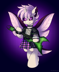 Size: 2310x2800 | Tagged: safe, artist:madelinne, oc, oc:elytra, clothes, electric guitar, female, guitar, looking at you, mare, musical instrument, playing guitar, solo