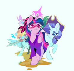 Size: 936x900 | Tagged: safe, artist:rr29578979, pinkie pie, rainbow dash, rarity, twilight sparkle, g4, pirate