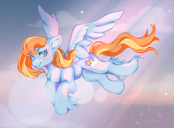 Size: 2067x1521 | Tagged: safe, artist:rakimou, oc, oc only, pegasus, pony, flying, pegasus oc, solo