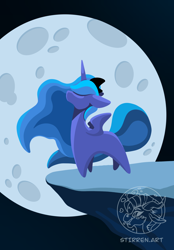 Size: 1640x2360 | Tagged: safe, artist:stirren, princess luna, alicorn, pony, g4, chibi, moon, night, standing