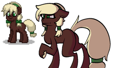 Size: 960x540 | Tagged: safe, artist:kharmacal, oc, oc only, oc:vanilla bean, earth pony, pony, pony town, grimace, missing cutie mark, raised hoof