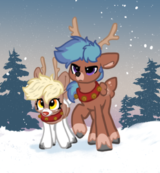 Size: 554x597 | Tagged: safe, artist:nootaz, oc, oc:blitz razorwind, oc:nootaz, deer, reindeer, race swap