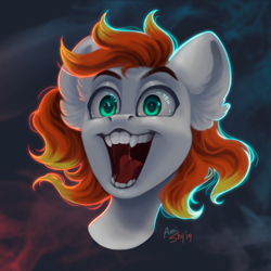 Size: 2000x2000 | Tagged: safe, artist:amishy, oc, oc only, oc:dookin foof lord, pony, bust, fangs, high res, open mouth, portrait, solo, teeth