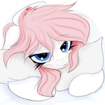 Size: 4000x4000 | Tagged: safe, artist:ser-p, nurse redheart, earth pony, pony, g4, absurd resolution, bed hair, bedroom eyes, bust, female, looking at you, mare, messy mane, pillow, simple background, smiling, smiling at you, solo, white background