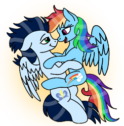 Size: 431x439 | Tagged: safe, artist:novaintellus, edit, rainbow dash, soarin', pegasus, pony, g4, female, male, mare, ship:soarindash, shipping, simple background, stallion, straight, transparent background