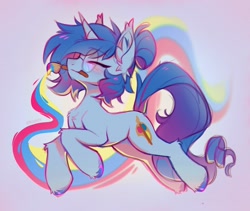 Size: 3042x2568 | Tagged: safe, artist:kirionek, oc, oc only, pony, unicorn, blue mane, ear fluff, eyes closed, glasses, horn, mouth hold, paintbrush, solo