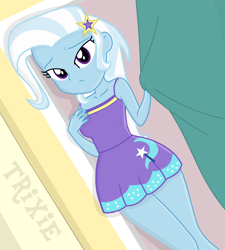 Size: 1818x2017 | Tagged: safe, artist:charliexe, artist:grapefruitface1, artist:yaya54320bases, trixie, human, equestria girls, g4, base used, clothes, cute, diatrixes, dress, female, legs, looking at you, minidress, nightgown, show accurate, solo, thighs